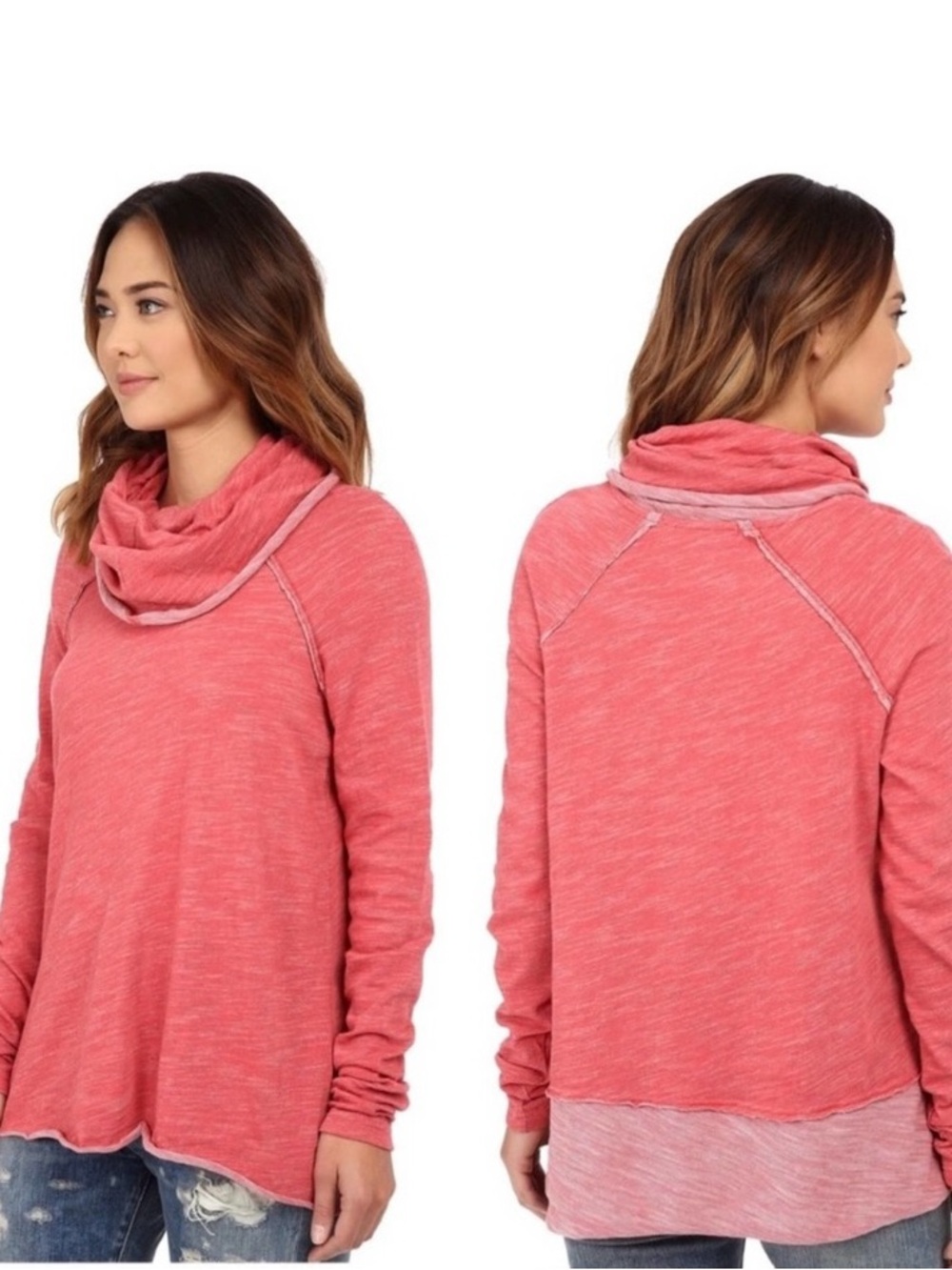 Free People Beach Cocoon Cowl Neck Pullover in Rose